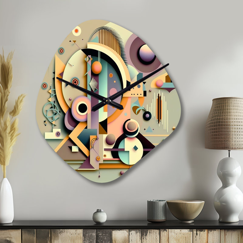 Horloge murale Pastel Art Deco II - géométrique asymétrique, Petit