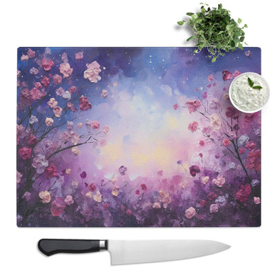 Galaxy Flowers Palette Knife  Glass Chopping Board