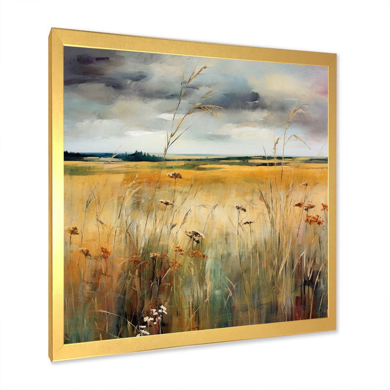 «Calming Meadow III - Landscape», reproduction sur toile, H 30 po x l 30 po x P 1 po, Cadre doré à une seule photo