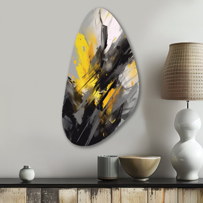 «Kydin Yellow Gray Vibrant Swirls II», reproduction d'art géométrique asymétrique jaune