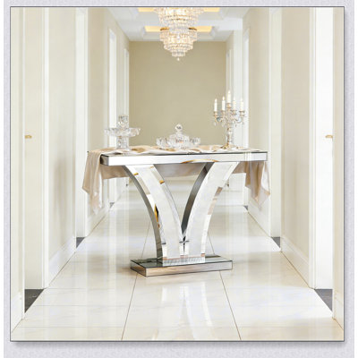 V-Shaped Design Mirrored Console And Hall Side Table | Gift Idea