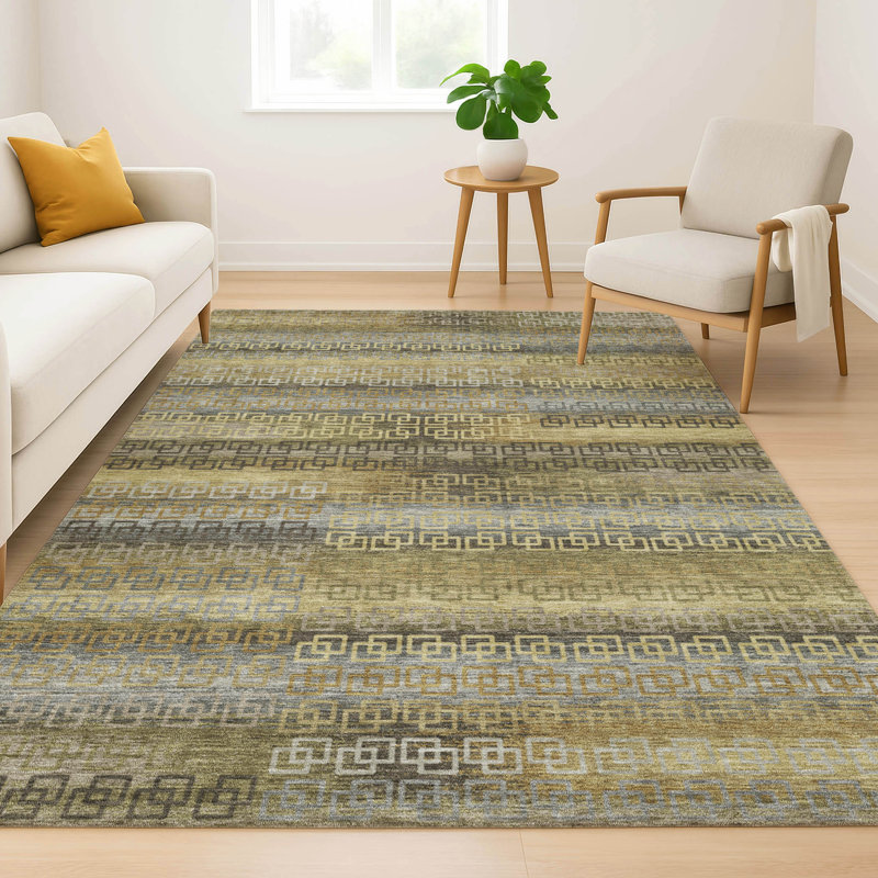Tapis rayé de qualité supérieure Mayfield, 8 pi x 10 pi, Sauge