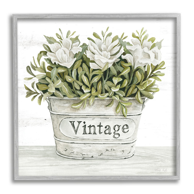 Pot à fleurs rétro rustique, H 12 po x l 12 po x P 1,5 po, Estampe numérique Farmhouse