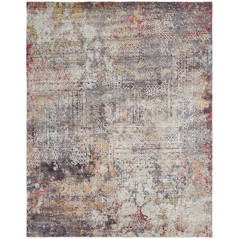 Hand Knotted Area Rug, Rectangle 6' x 9'