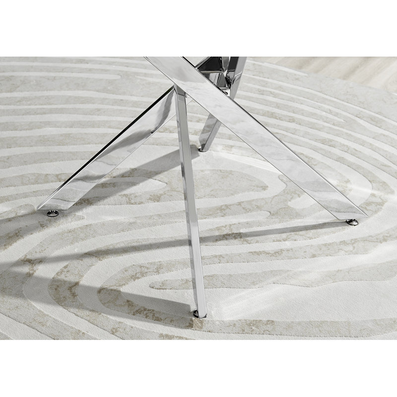 Table de salle à manger Tierra, Argent argent, L 47,2 po x l 47,2 po