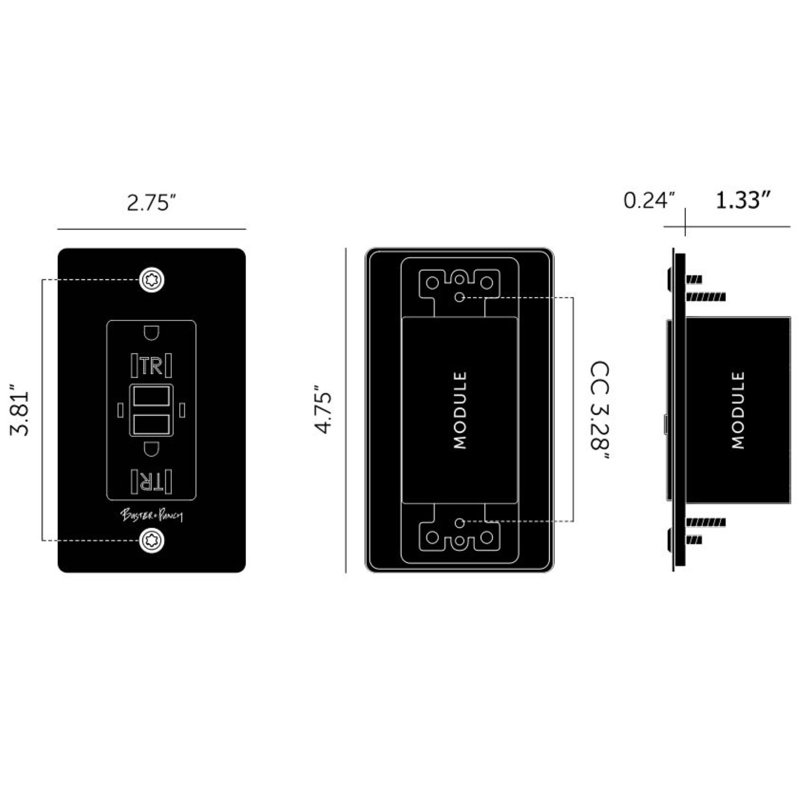 1G Duplex Outlet / GFCI / Linear / Without Logo, Brass