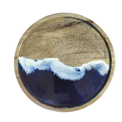 Grand plat en bois sur le thème de l'océan