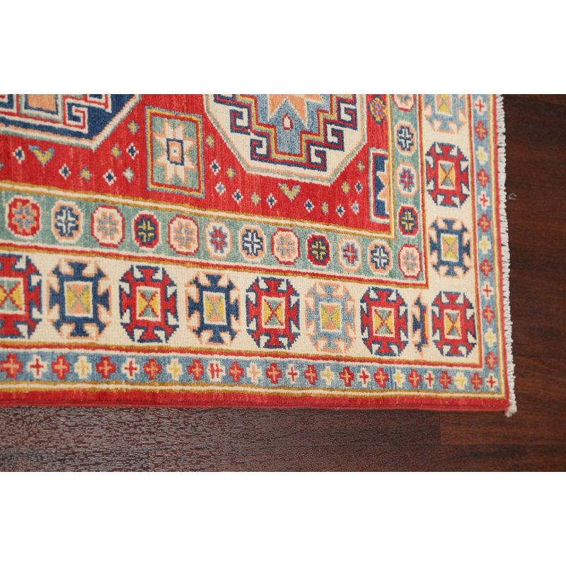 Tapis de couloir rouge en laine noué à la main de conception unique 2 pi 9 po x 9 pi 9 po New Age