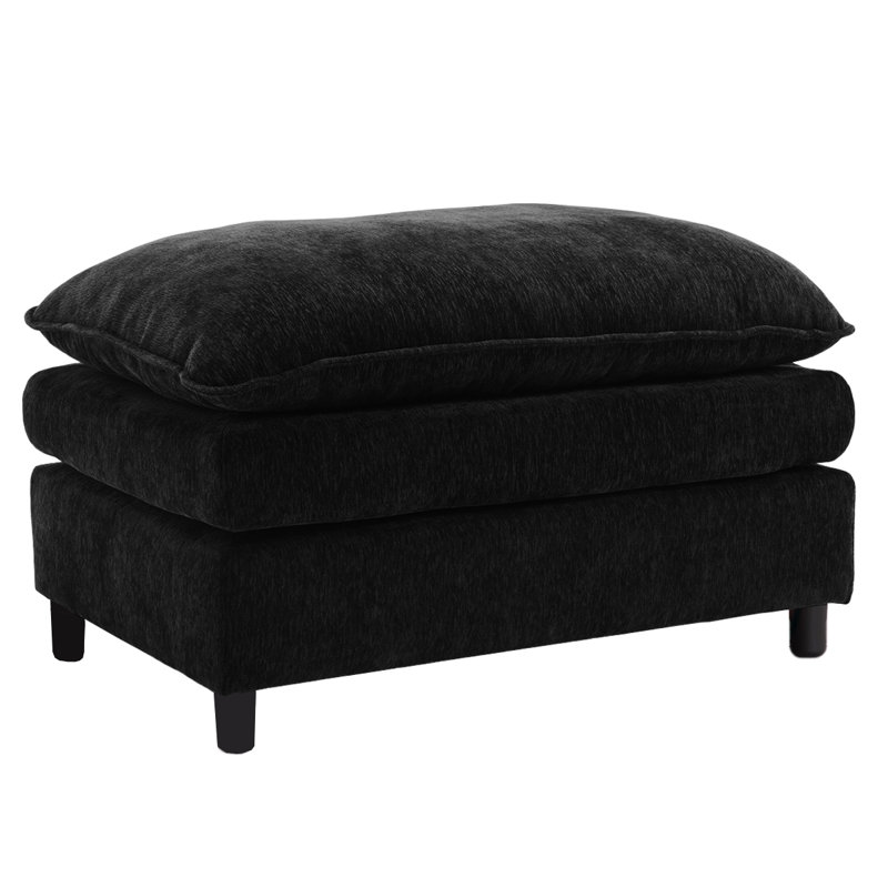 Comfy Chenille Ottomann For Living Room,Bedroom,Apartment, Black