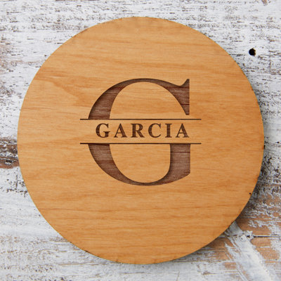 Lavish Last Name Engraved Wood Coaster