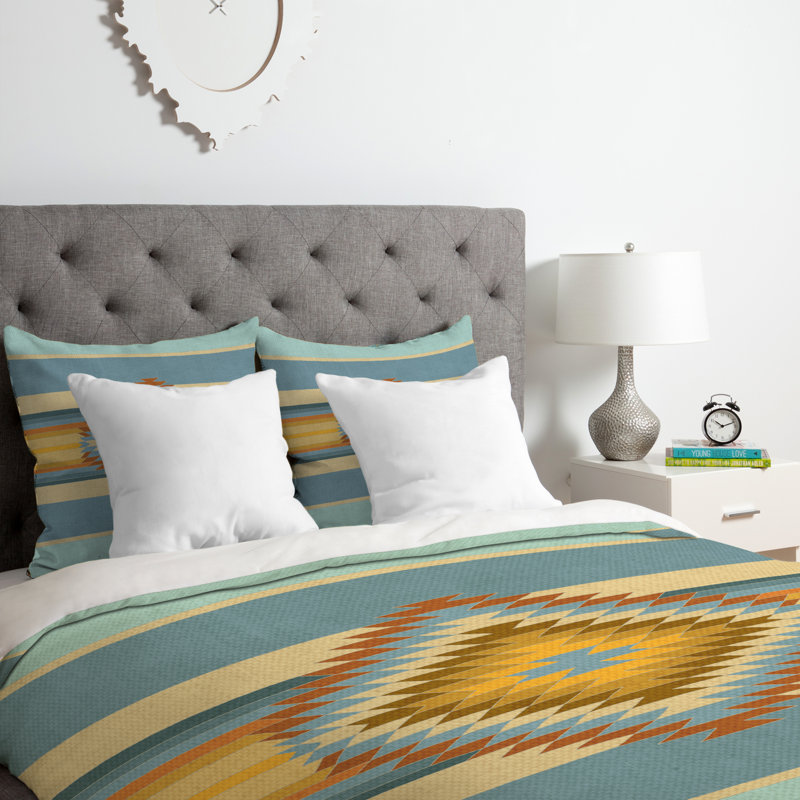 Bianca Polyester Geometric Shapes Duvet Cover, Vintage, Queen Duvet Cover + 2 Standard Shams