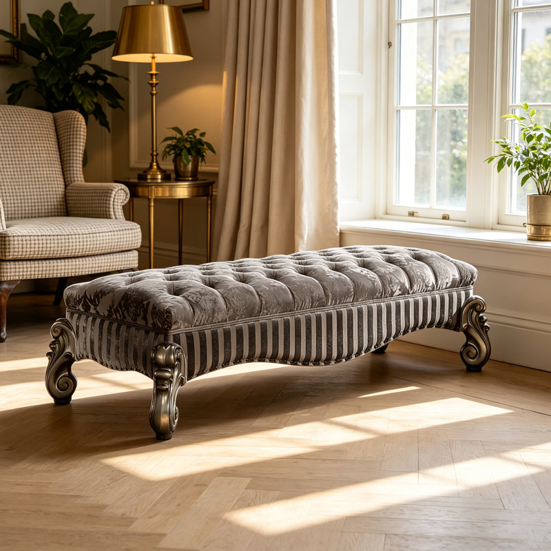 Banc capitonné en tissu