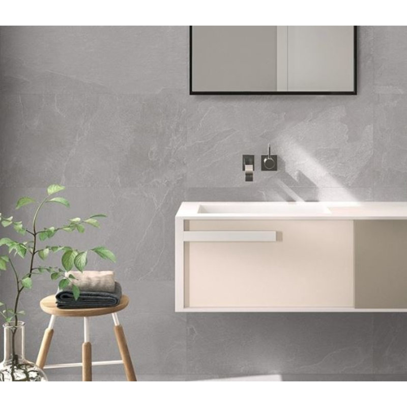 Nordika Series 12" x 24" Porcelain Stone Look Wall Floor Tile, Gray