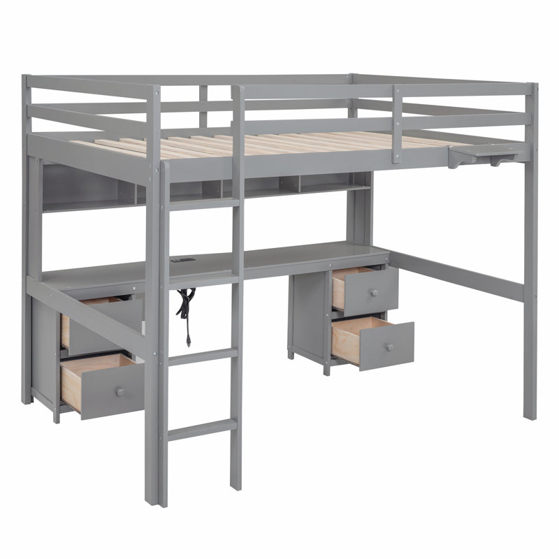 Helbonnas Kids Full Loft Bed, Gray