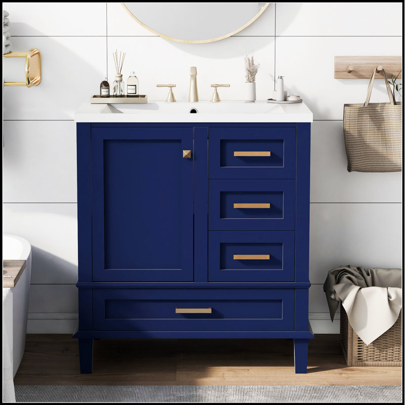 Meuble-lavabo moderne de 30 pouces avec lavabo, structure en bois durable et design élégant pour des salles de bain élégantes
