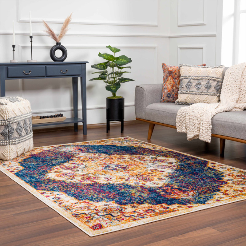 Tapis oriental bleu Edwa, Rectangle 9 pi x 12 pi