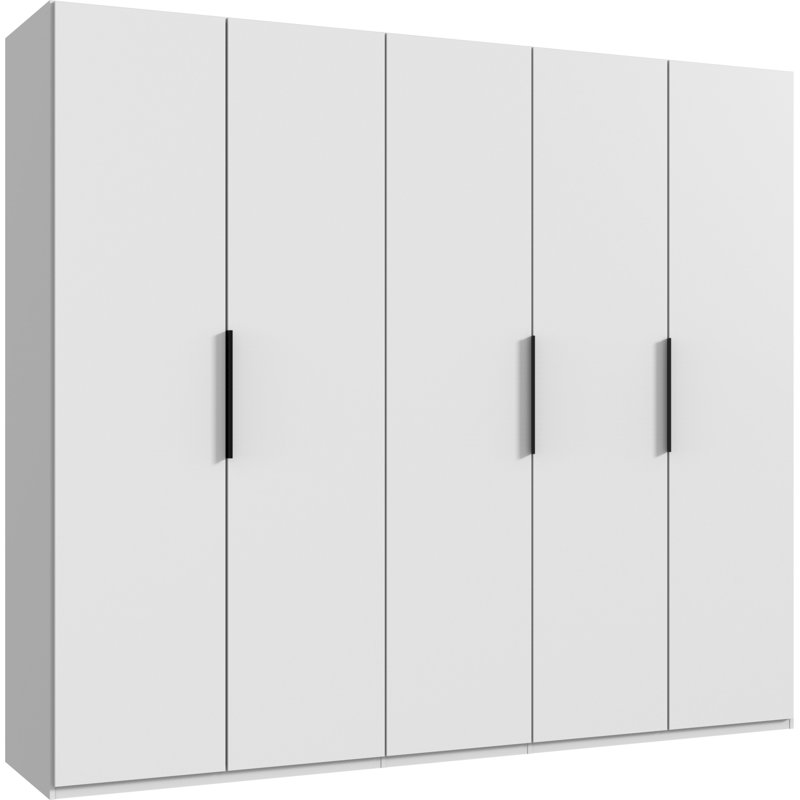 Guardino 5 Door Wardrobe, 216cm H x 250cm W x 58cm D, White