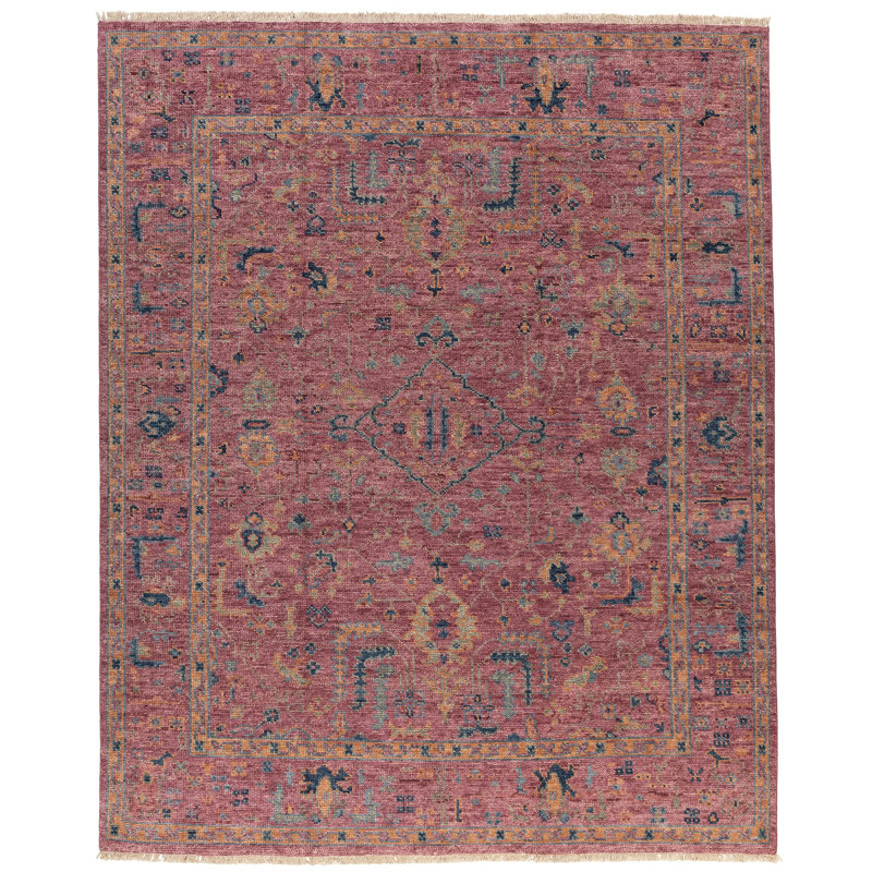 Rock My Classics Wool Oriental Area Rug in Pink, Rectangle 9' x 12'