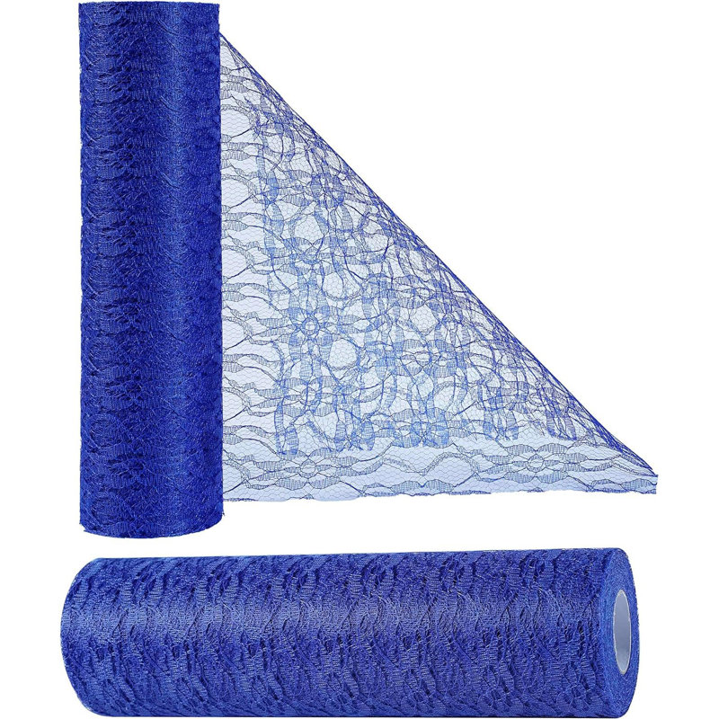 Rouleau de chemin de table en dentelle rétro 82 pi, ruban de table en dentelle décorative pour mariage, fête de mariage, Bleu