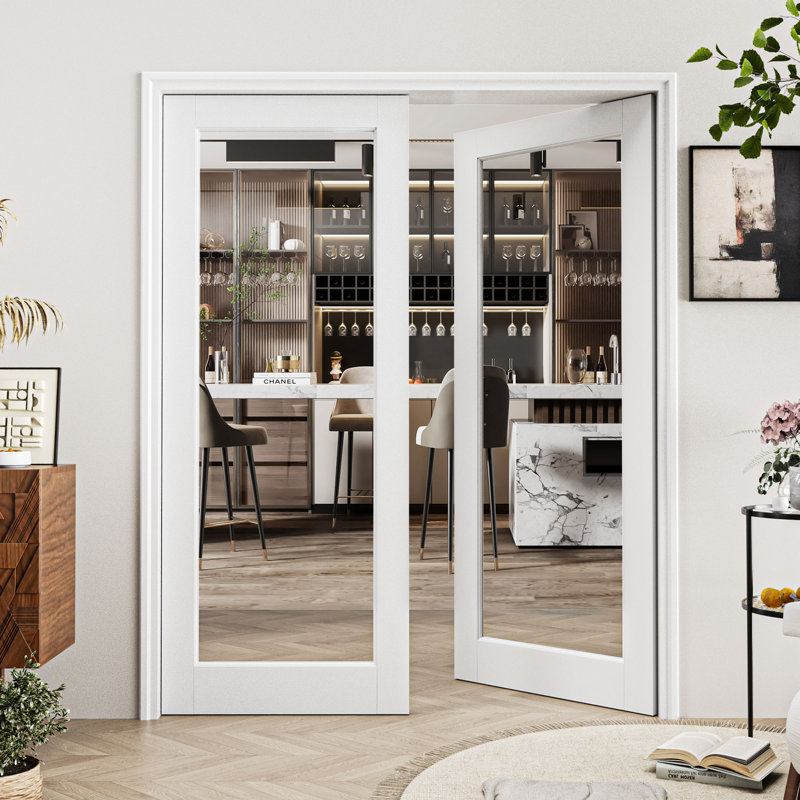 Porte standard en bois massif pré-fini 64 "x80" 64 "x80" avec porte en dalle pré-finie en bois massif par Ark Design 