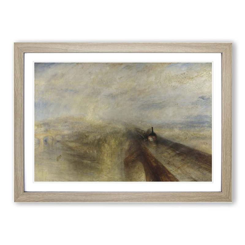 Rain, Steam and Speed by Joseph Mallord William Turner - Picture Frame Painting on MDF, 27cm H x 36cm W x 2cm D, Oak Framed