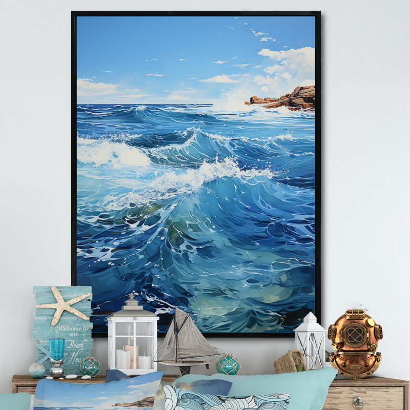 «Tomasello Ocean Sapphire Infinity II», reproduction sur toile, H 20 po x l 12 po x P 1 po, Cadre flottant noir