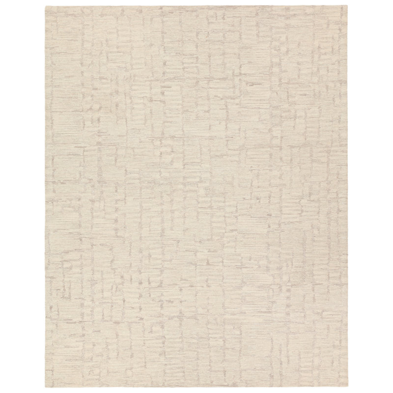 Orren Ellis Herculean Handmade Striped Taupe/Cream Area Rug, Rectangle 9' x 12'