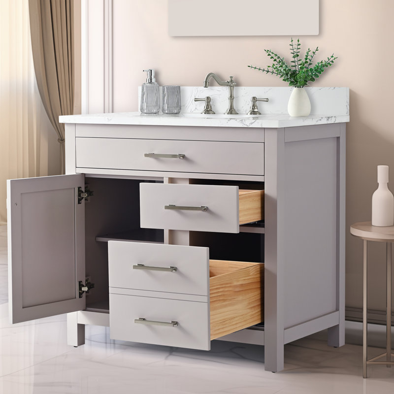 Ajhane 36" Single Bathroom Vanity Set, Taupe/Brushed Nickel