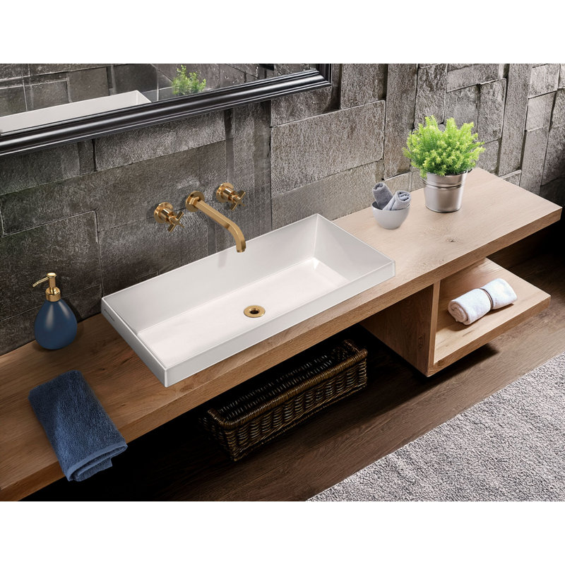 Bassin rectangulaire semi-encastré avec drain central 32 "Whitehaus