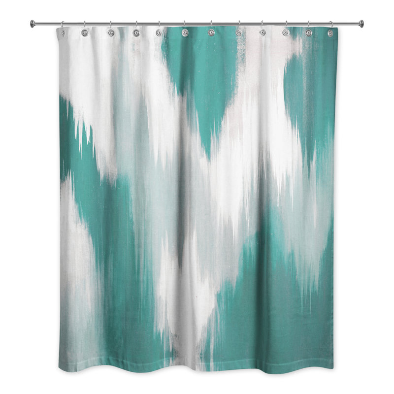  Rideau de douche simple abstrait, Bleu sarcelle