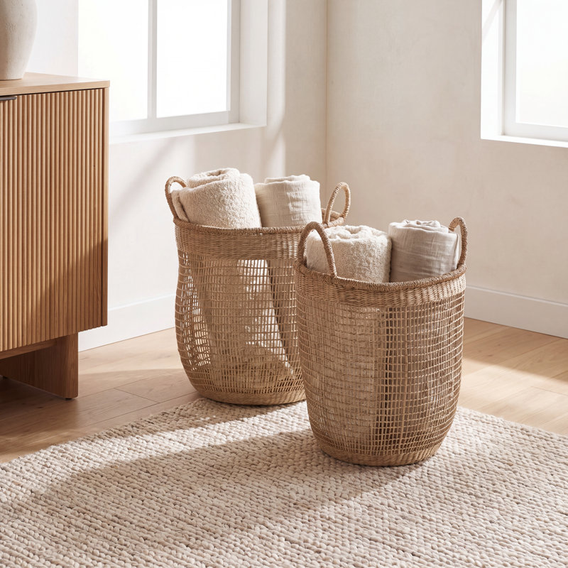 Delma 2 Piece Rattan Basket Set
