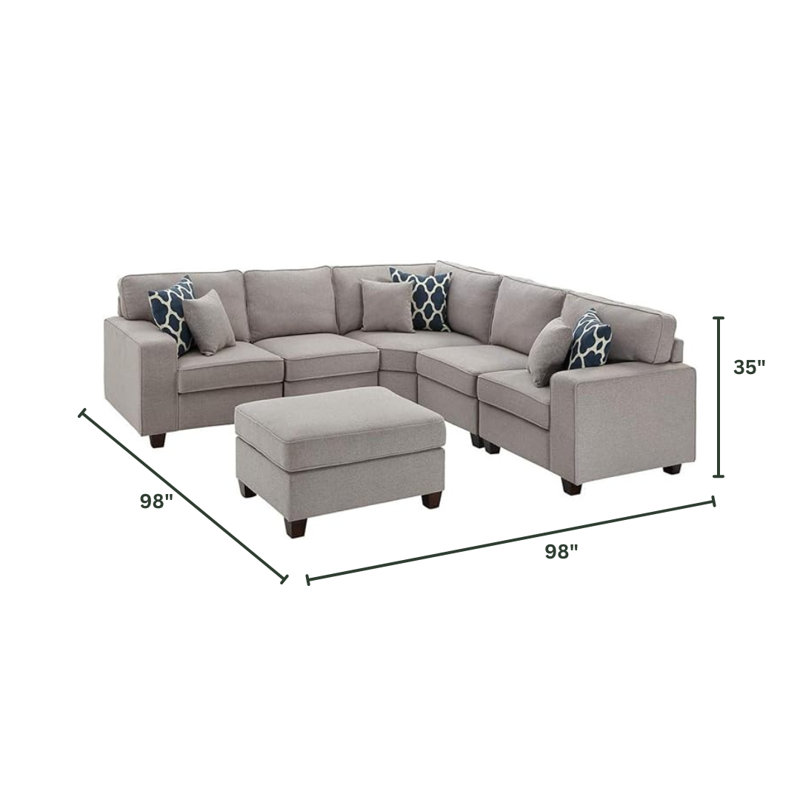 Nylander 6 Piece Modular Sectional Sofa with Ottoman