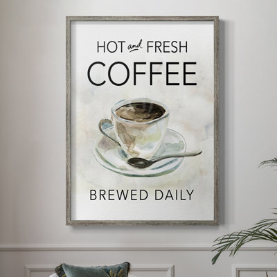 Hot and Fresh Coffee Framed Print - Solid Wood