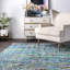 Tapis vert à motif de chevrons touffeté à la main-54438092