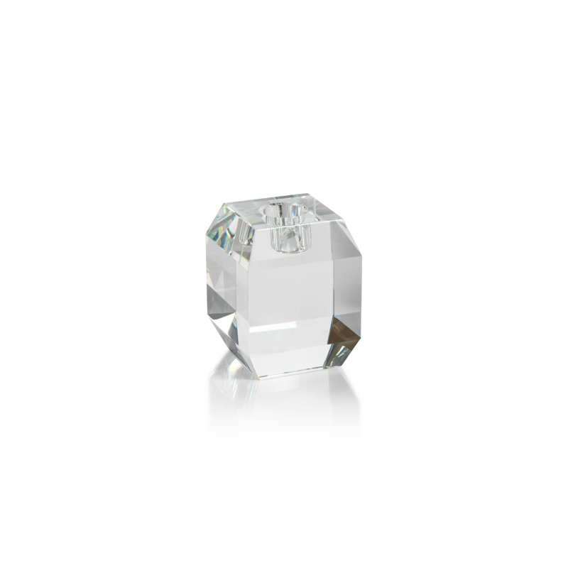 Bougeoir de table en cristal, H 3,5 po x l 2,75 po x P 2,75 po