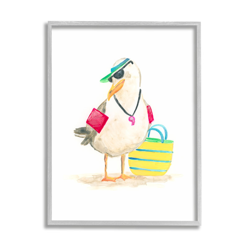 «Beach Lifeguard Seagull» par June Erica Vess, H 20 po x l 16 po x P 1,5 po, Estampe numérique Farmhouse