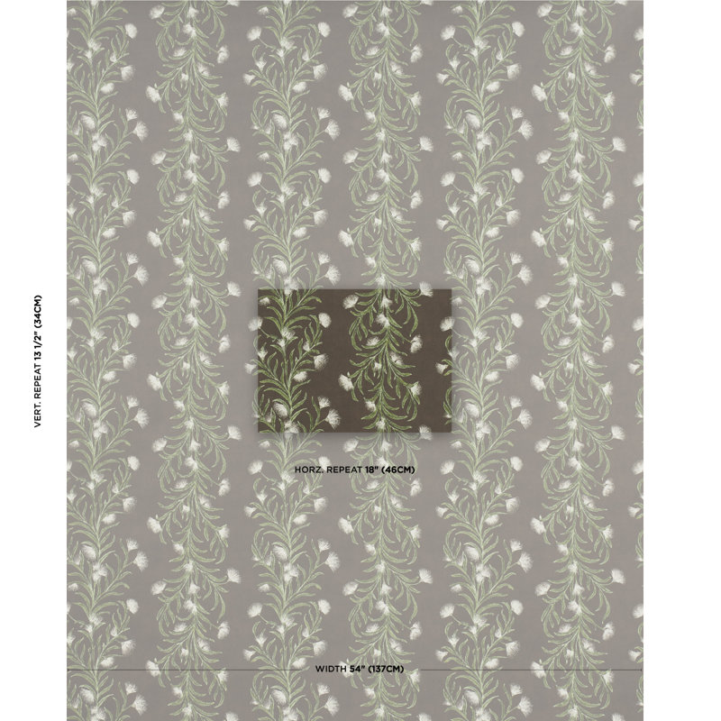 Schumacher x Celerie Kemble Tasmanian Mimosa Wallpaper, Brown/Green