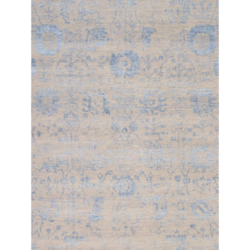 Transitional Silver/L. Blue Area Rug