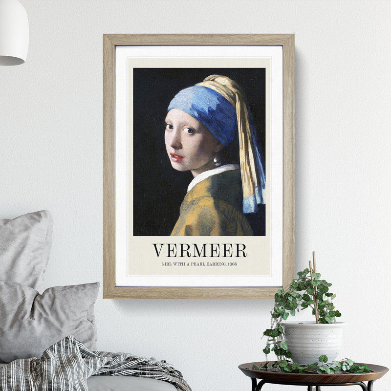 Girl With A Pearl Earring by Johannes Vermeer Framed Print, 65cm H x 48cm W x 2cm D, Oak Framed