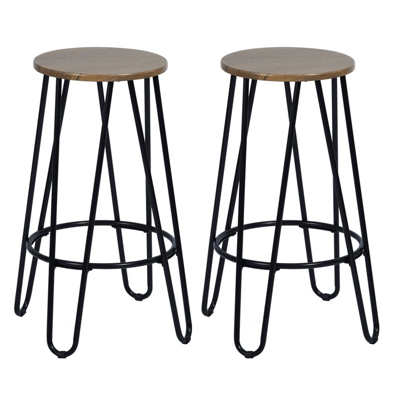 Higley Counter Stool with Metal Frame, Walnut