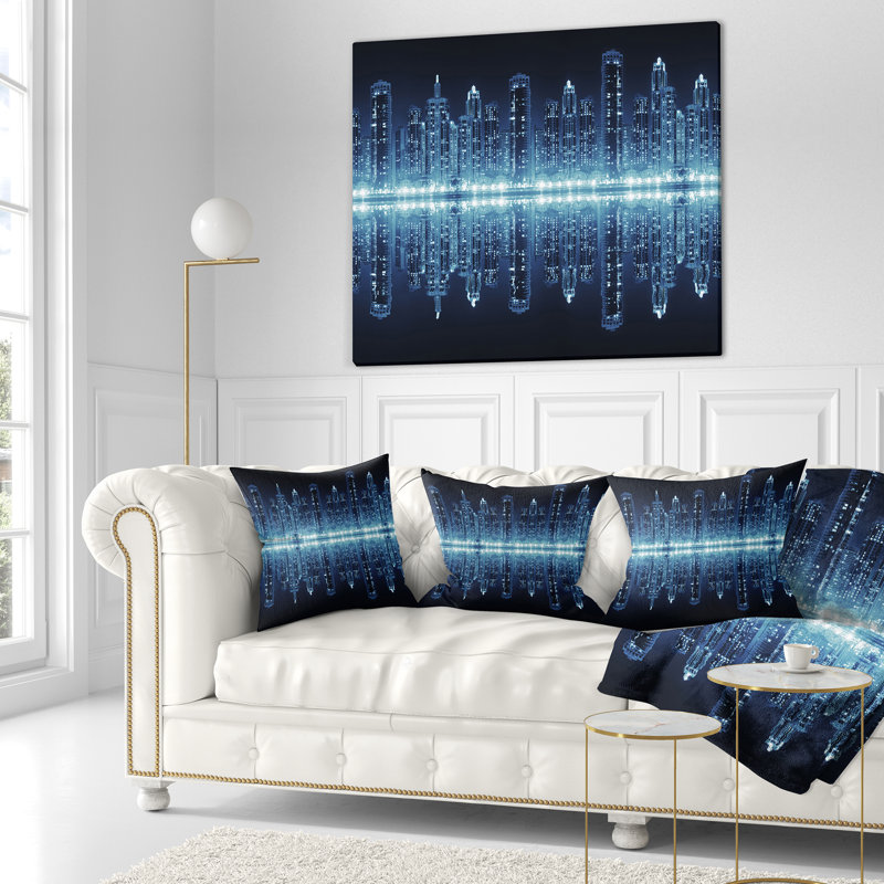 Coussin de ville moderne et transparent cityscape, 18 po x 18 po, Oreiller européen