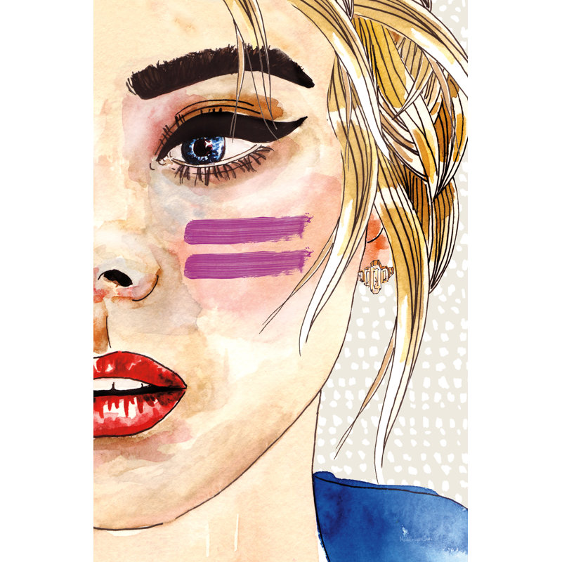 «Pop Art Girl» par Mercedes Lopez, impression Charro, H 36 po x l 24 po x P 1,25 po, Imprimé à cadre argenté, Non