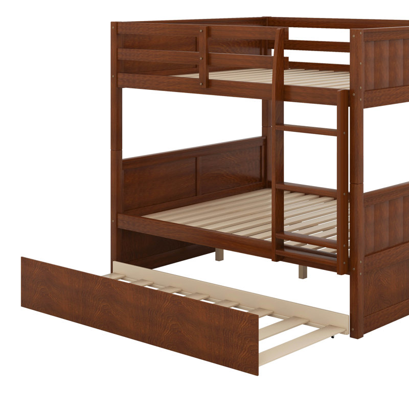 Full Over Full Bunk Bed With Trundle, Walnut