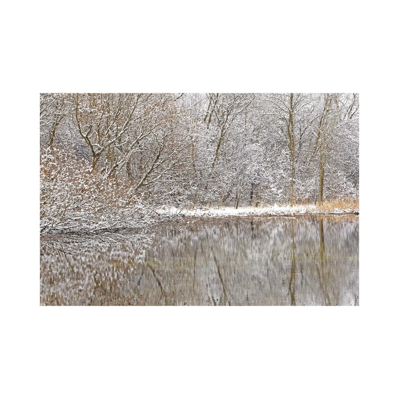 Springtime Snow Pond Reflections 1 Piece Wrapped Canvas Wall Art, 30.48cm H x 45.72cm W