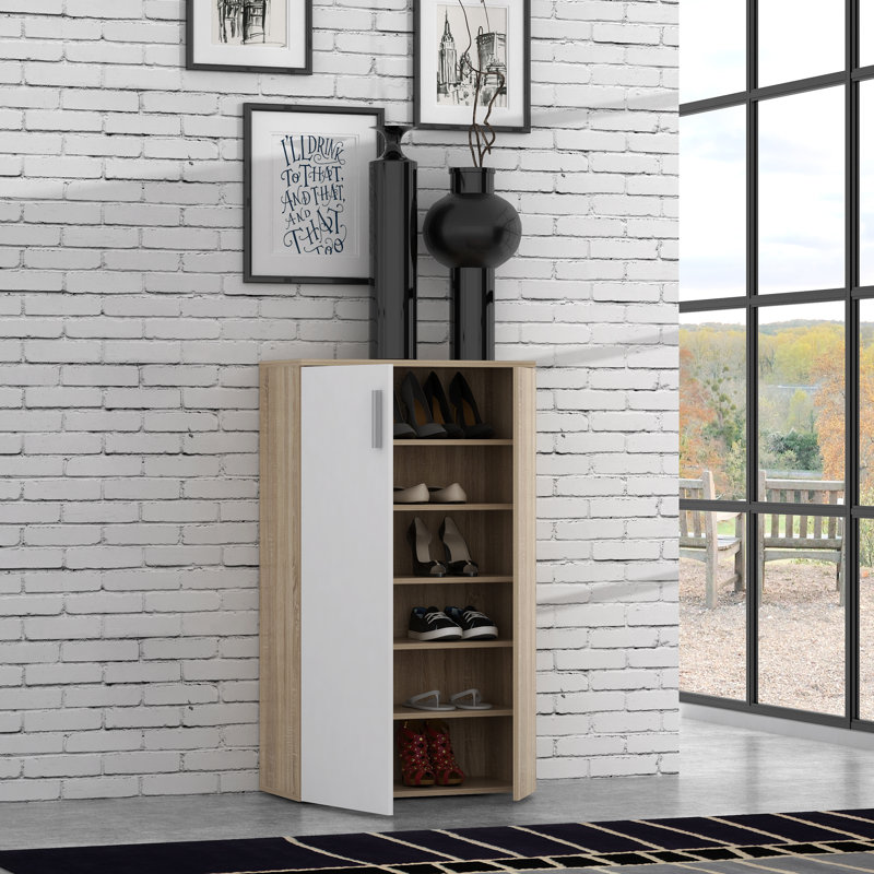Armoire de rangement pour 20 paires de chaussures, Blanc / brun