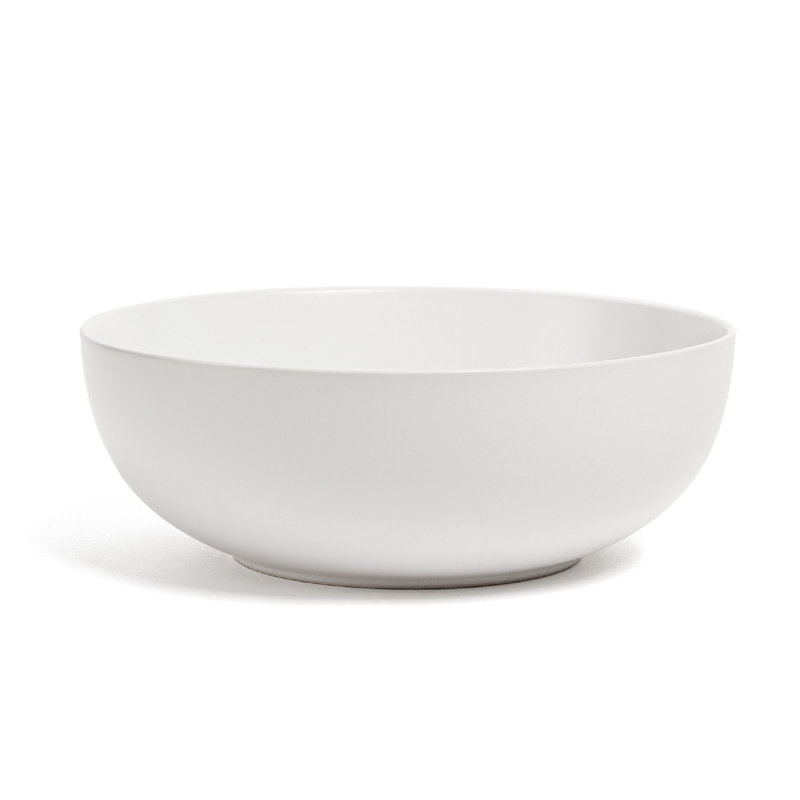 Over&Back Coupe Semi Hand-Finished Stoneware Low Serving Bowl, White