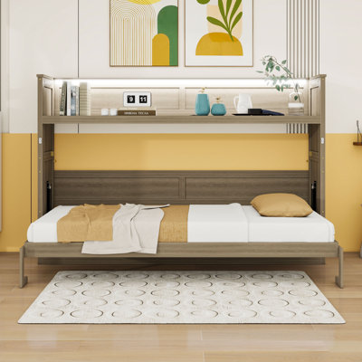 Lit escamotable simple TG avec bureau, lumière DEL et charge USB