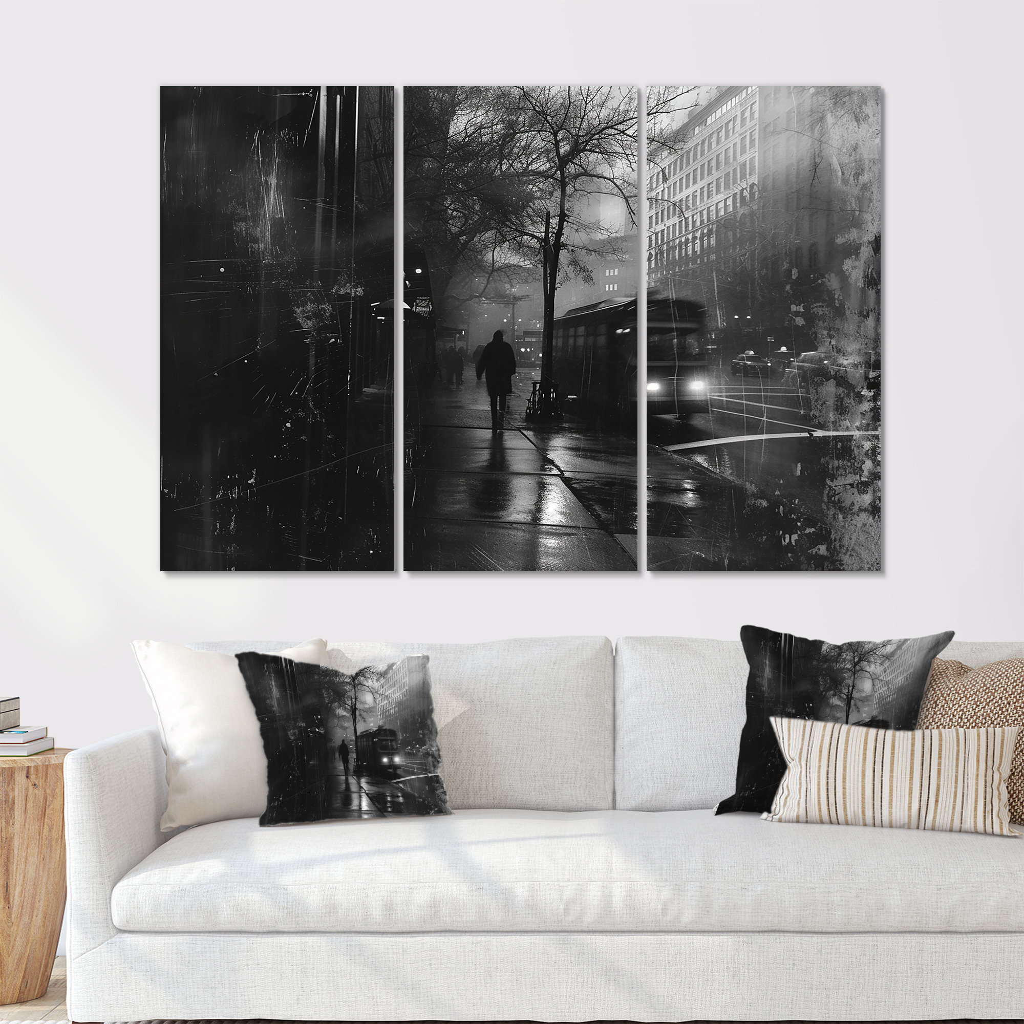 Design Art Midnight Bus Lonely Night Prague - City Buildings Wall Art