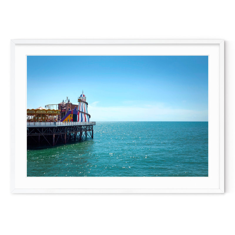Brighton Pier - Picture Frame Photograph on Paper , 33" H x 47" W, White Framed