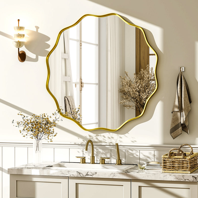 Miroir de salle de bain, Doré, 30 po x 30 po